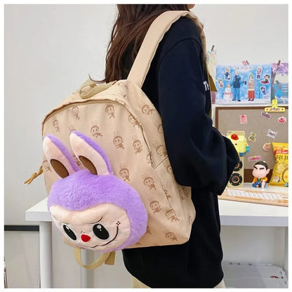 Labubu Schattige Cartoon Plush Rugzak – Perfect voor Kinderen Met Zipper Sluiting
