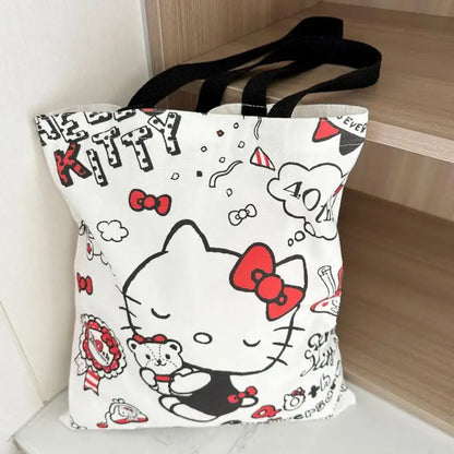 Sanrio Hello Kitty Canvas Tas – Grote Capaciteit met Rits