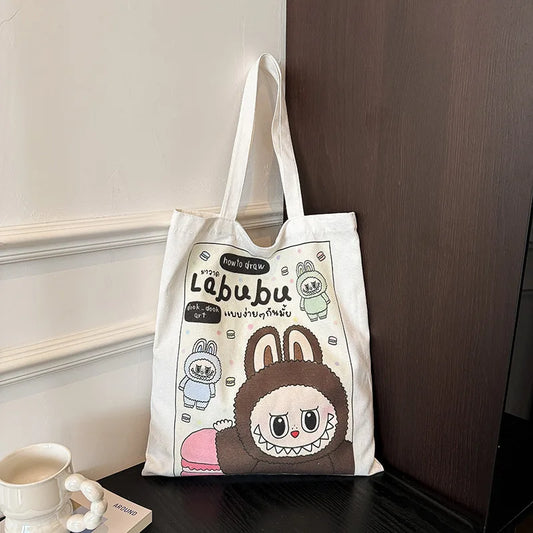 Labubu 2025 Canvas Schoudertas – Grote Capaciteit