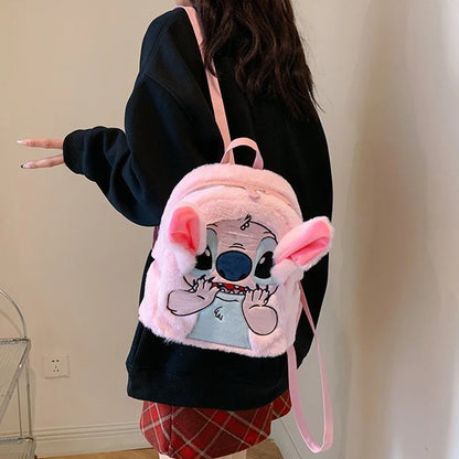 Kawaii Lilo En Stitch Pluche Rugzak – Schattig Cartoon Ontwerp Met Grote Capaciteit