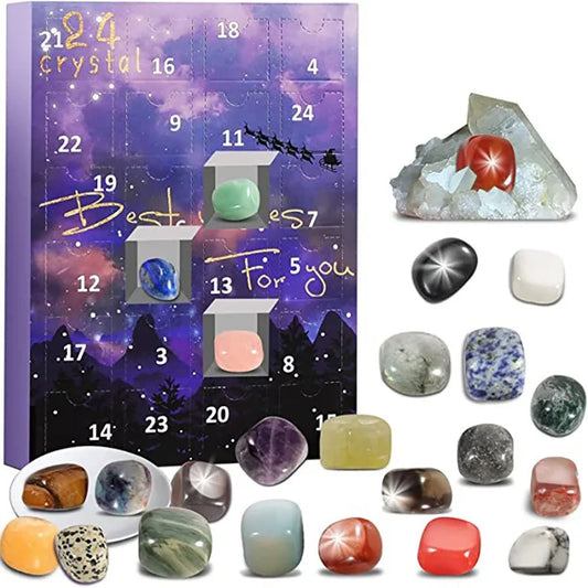 24 Dagen Kristallen Kerst Adventskalender Met Natuurlijke Edelstenen