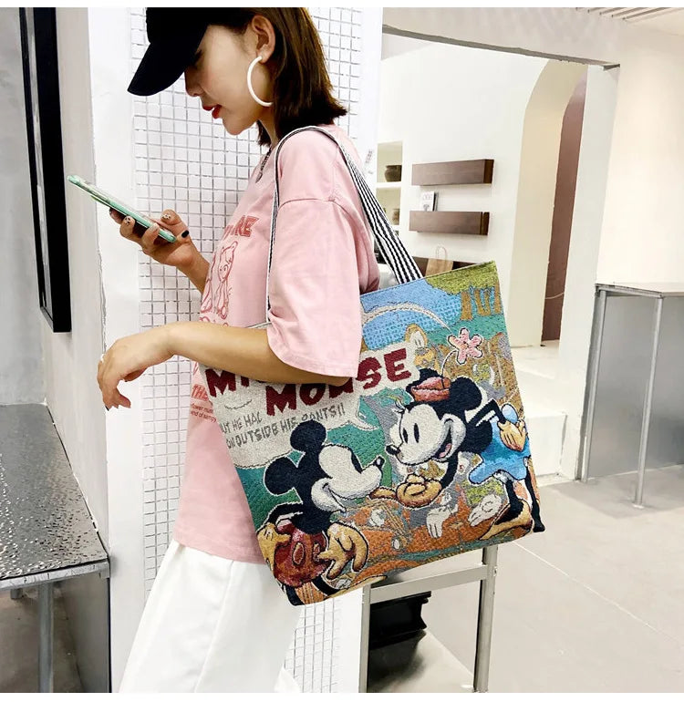 Disney Retro Canvas Schoudertas Lilo & Stitch, Winnie the Pooh – Ruime Capaciteit