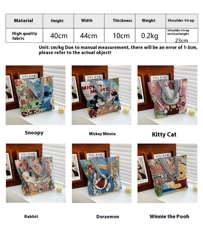 Disney Retro Canvas Schoudertas Lilo & Stitch, Winnie the Pooh – Ruime Capaciteit