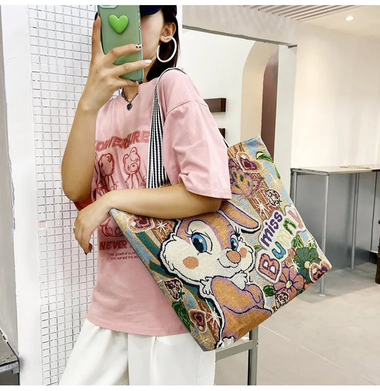 Disney Retro Canvas Schoudertas Lilo & Stitch, Winnie the Pooh – Ruime Capaciteit