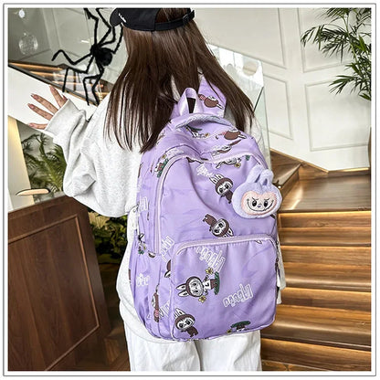 Labubu Cartoon Kinder Rugzak – Nylon Materiaal Boogriem