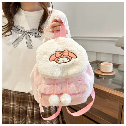 Kawaii My Melody Kuromi Hello Kitty Rugzak – Grote Inhoud en Pluche