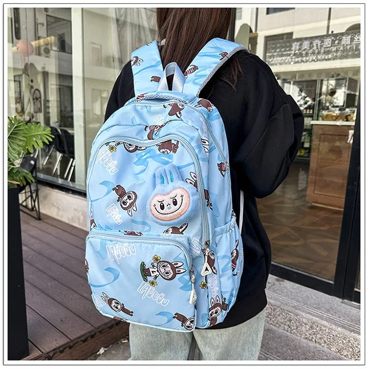 Labubu Cartoon Kinder Rugzak – Nylon Materiaal Boogriem