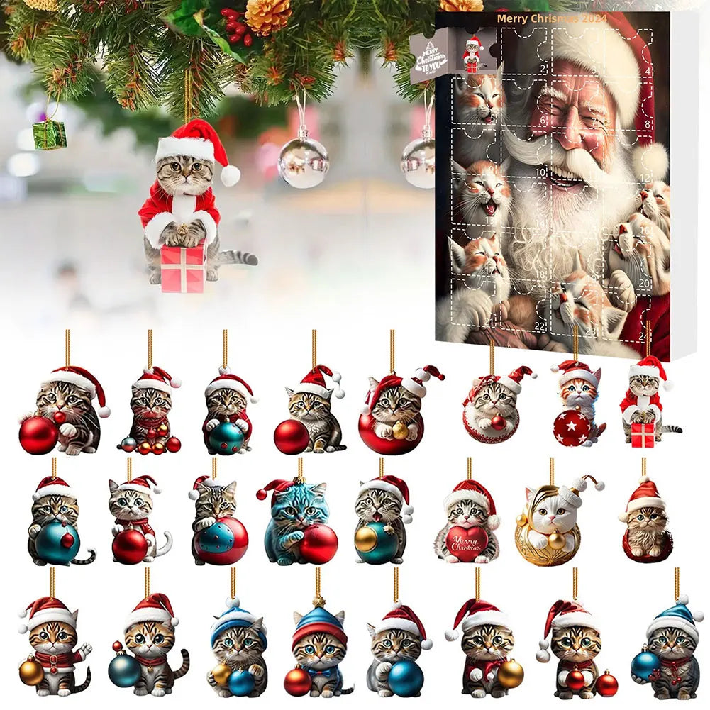 2D Teckel Adventskalender hangers Kerst - 24 Dagen