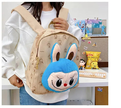 Labubu Schattige Cartoon Plush Rugzak – Perfect voor Kinderen Met Zipper Sluiting