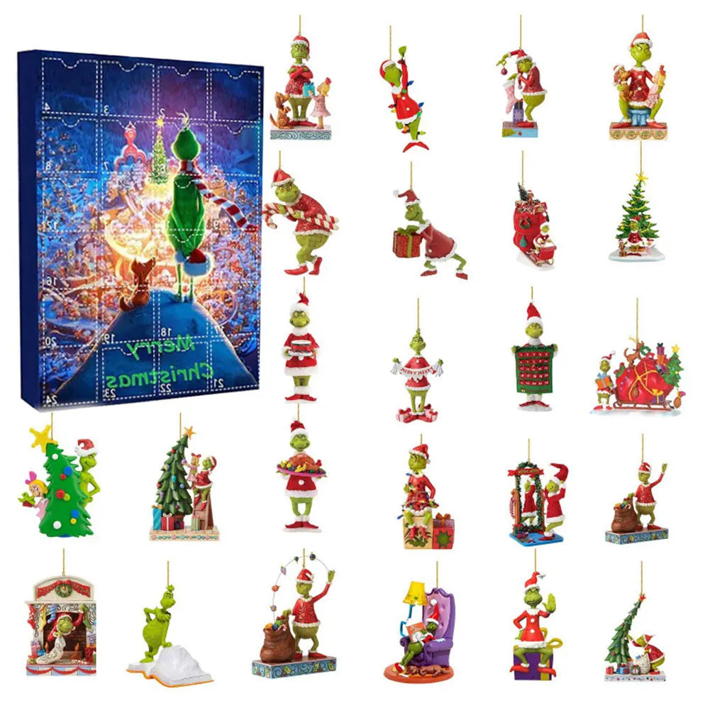 Grinch Adventskalender 2025 – Acryl Kinderhanger voor jongens en meisjes