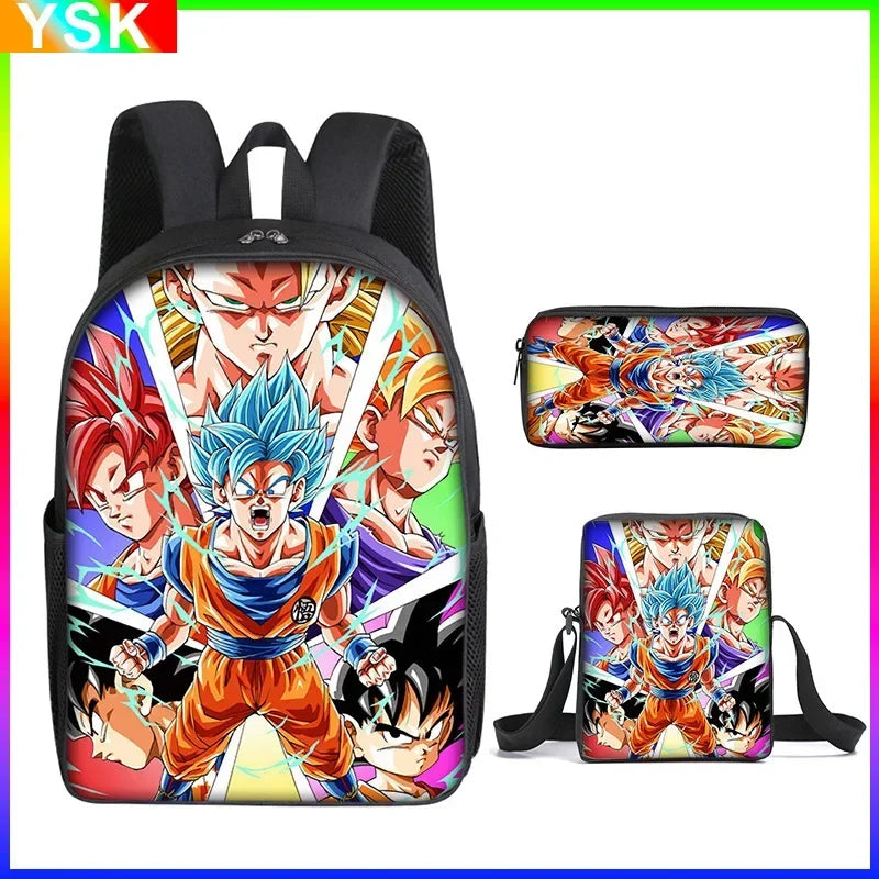 DragonGear 3 Stuks/set Dragon Ball 3D Print Cartoon Schooltassen – Perfecte Rugzak Voor Kids