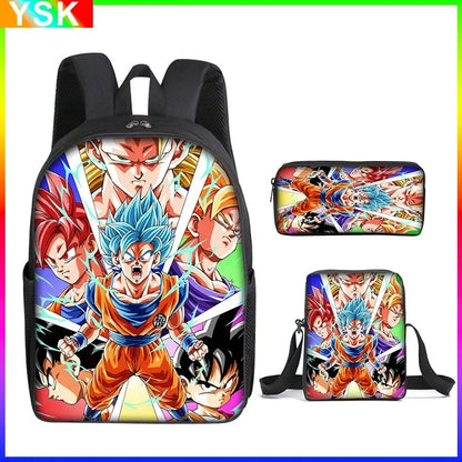 DragonGear 3 Stuks/set Dragon Ball 3D Print Cartoon Schooltassen – Perfecte Rugzak Voor Kids
