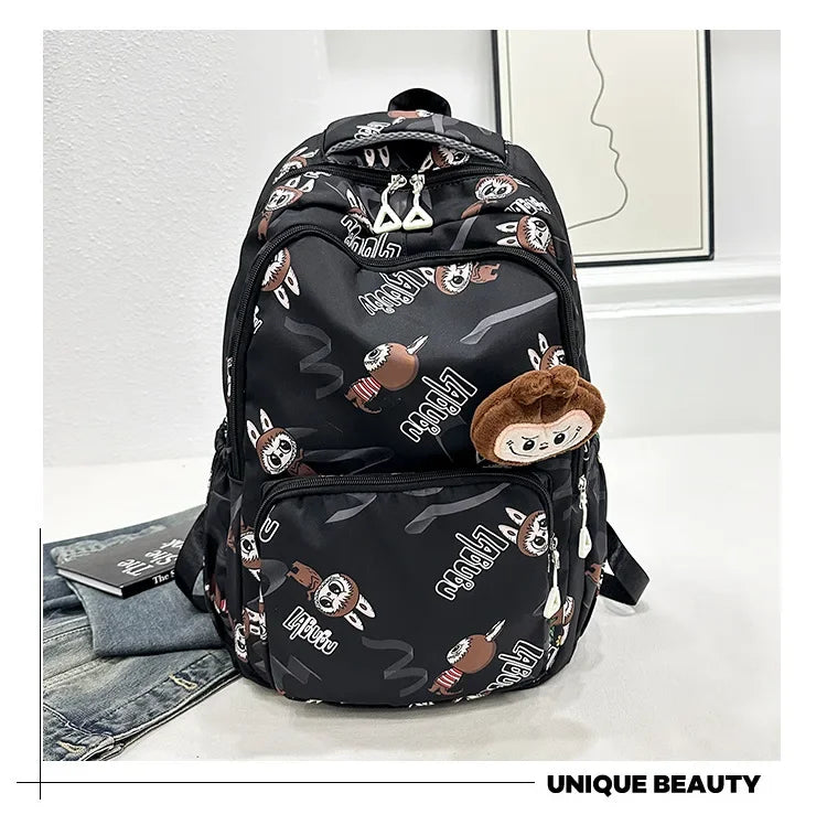 Labubu Cartoon Kinder Rugzak – Nylon Materiaal Boogriem