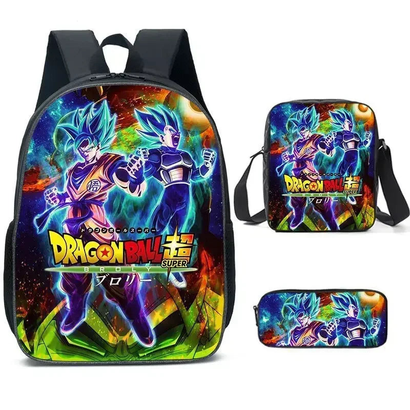 DragonGear 3 Stuks/set Dragon Ball 3D Print Cartoon Schooltassen – Perfecte Rugzak Voor Kids