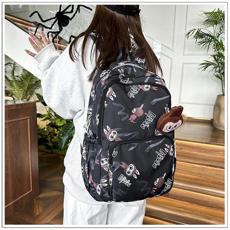 Labubu Cartoon Kinder Rugzak – Nylon Materiaal Boogriem
