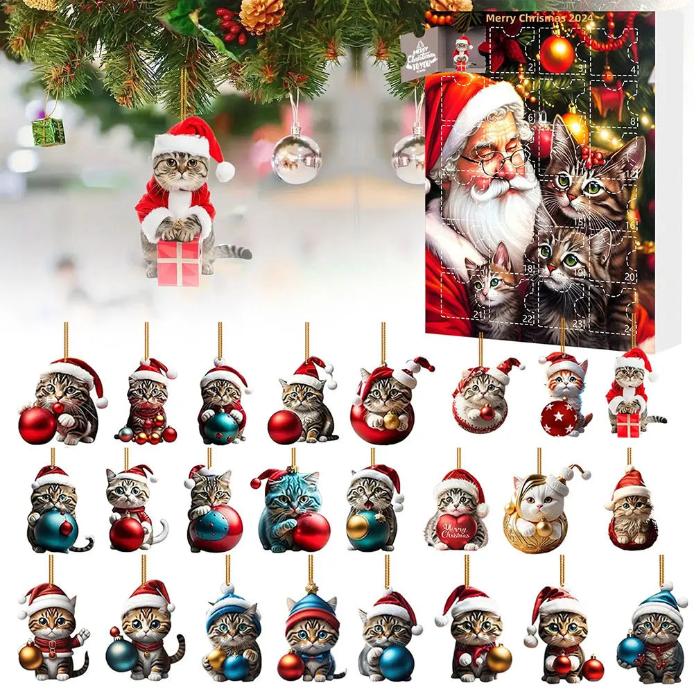2D Teckel Adventskalender hangers Kerst - 24 Dagen