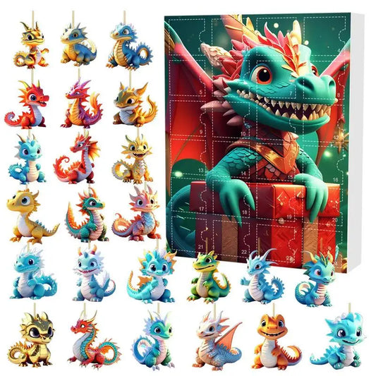 Kerst Adventskalender met Schattige Dinosaurussen voor Decoratie