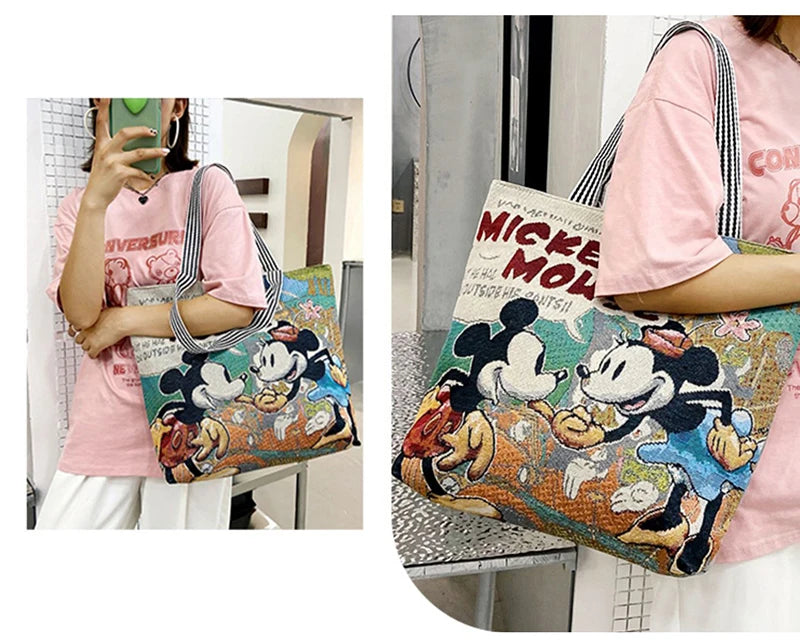 Disney Mickey Mouse, Lilo & Stitch Retro Tas – Ruim Canvas Anime Stijl