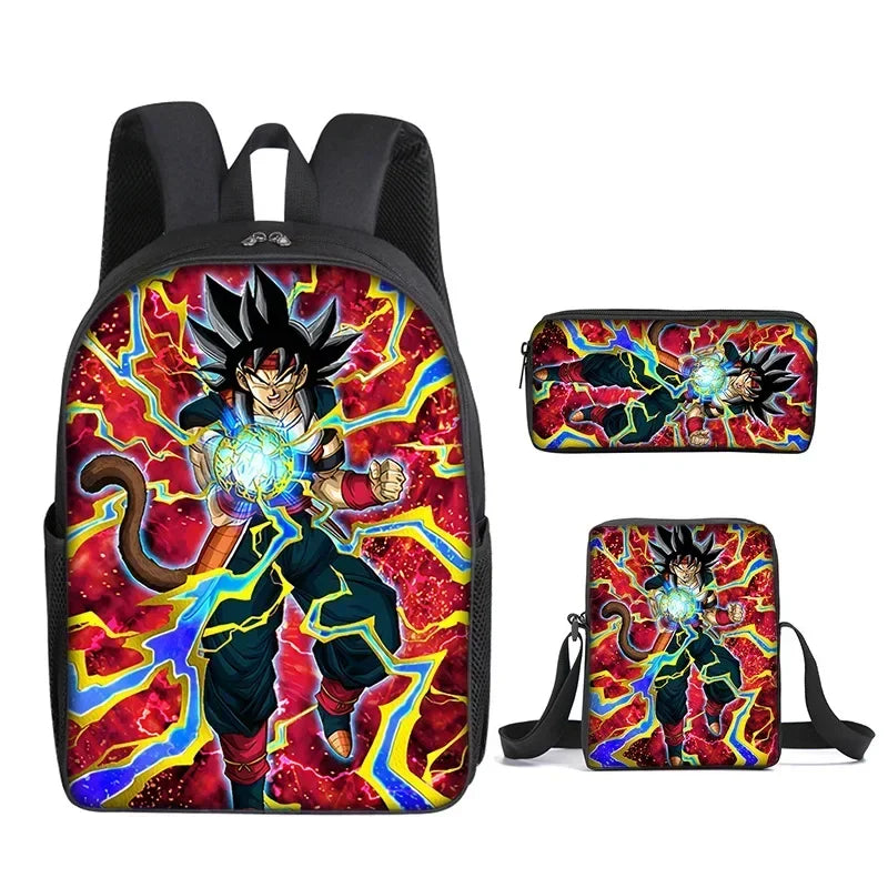 DragonGear 3 Stuks/set Dragon Ball 3D Print Cartoon Schooltassen – Perfecte Rugzak Voor Kids