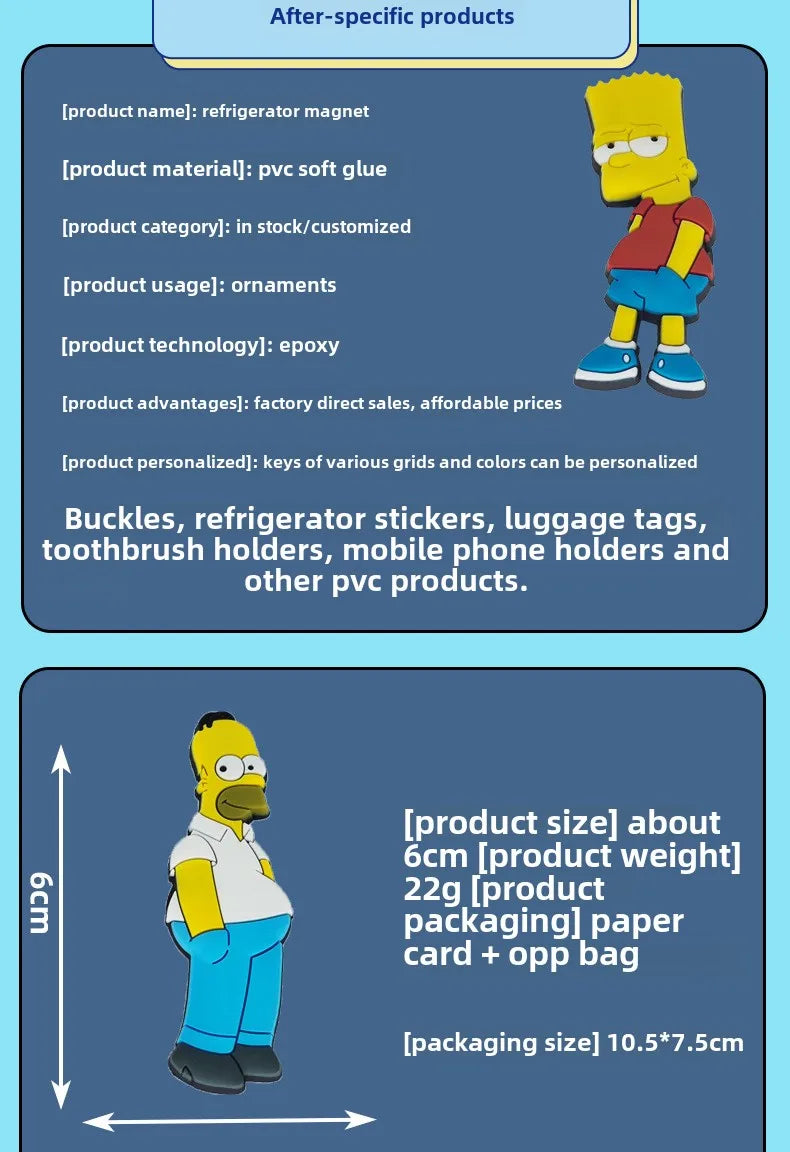 5 Stuks Simpsons Homer Magneten voor Persoonlijke Decoratie