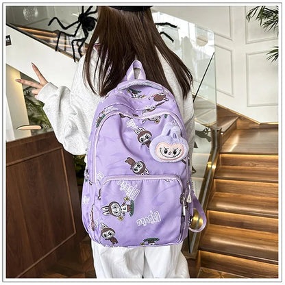Labubu Cartoon Kinder Rugzak – Nylon Materiaal Boogriem