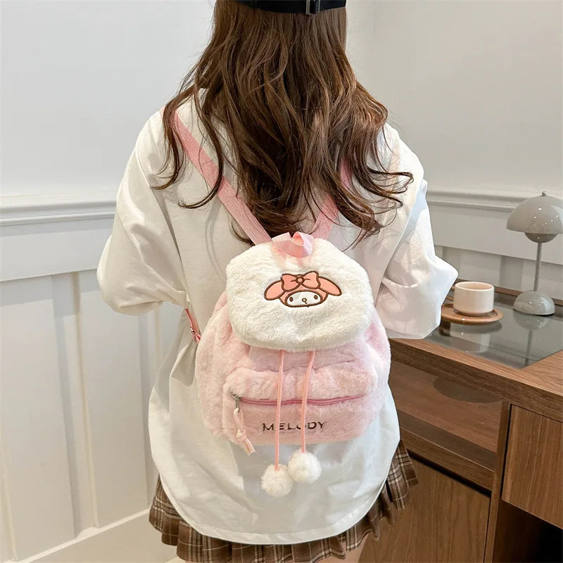 Kawaii My Melody Kuromi Hello Kitty Rugzak – Grote Inhoud en Pluche