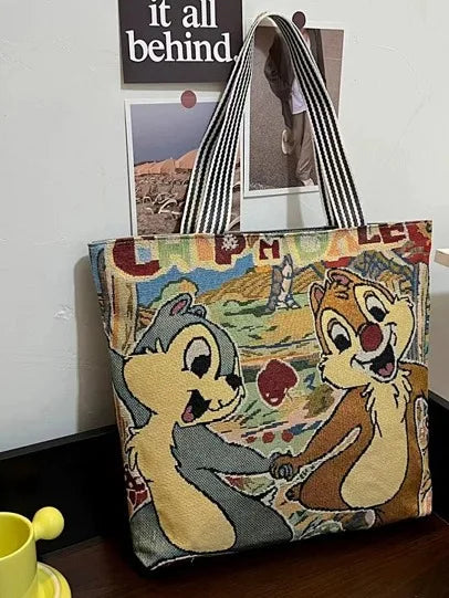 Disney Retro Canvas Schoudertas Lilo & Stitch, Winnie the Pooh – Ruime Capaciteit
