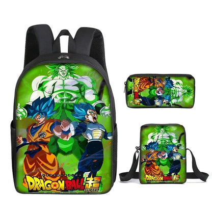 DragonGear 3 Stuks/set Dragon Ball 3D Print Cartoon Schooltassen – Perfecte Rugzak Voor Kids