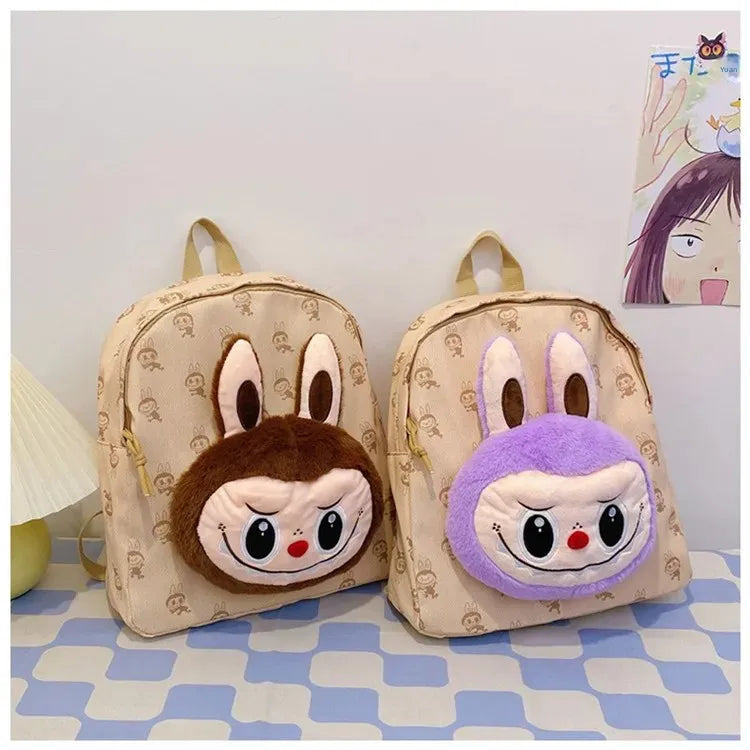 Labubu Schattige Cartoon Plush Rugzak – Perfect voor Kinderen Met Zipper Sluiting
