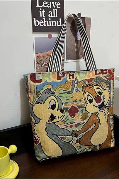 Disney Retro Canvas Schoudertas Lilo & Stitch, Winnie the Pooh – Ruime Capaciteit