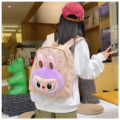Labubu Schattige Cartoon Plush Rugzak – Perfect voor Kinderen Met Zipper Sluiting