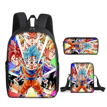 DragonGear 3 Stuks/set Dragon Ball 3D Print Cartoon Schooltassen – Perfecte Rugzak Voor Kids