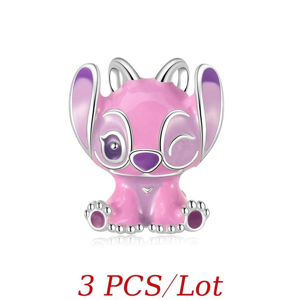 MINISO Cute Cartoon Stitch & Angel Couple Charm – Originele Bedeltjes Voor Armbanden En Kettingen