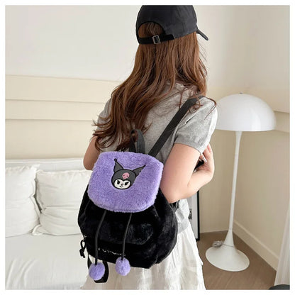 Kawaii My Melody Kuromi Hello Kitty Rugzak – Grote Inhoud en Pluche