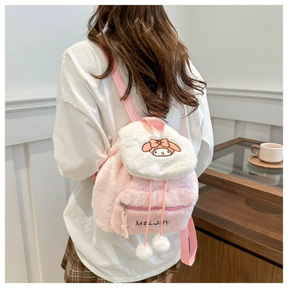 Kawaii My Melody Kuromi Hello Kitty Rugzak – Grote Inhoud en Pluche