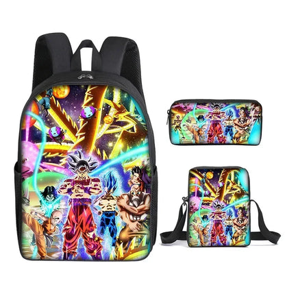 DragonGear 3 Stuks/set Dragon Ball 3D Print Cartoon Schooltassen – Perfecte Rugzak Voor Kids