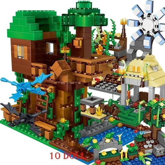Bouwstenen Speelgoed Minecraft Compatible Village Met Waterval