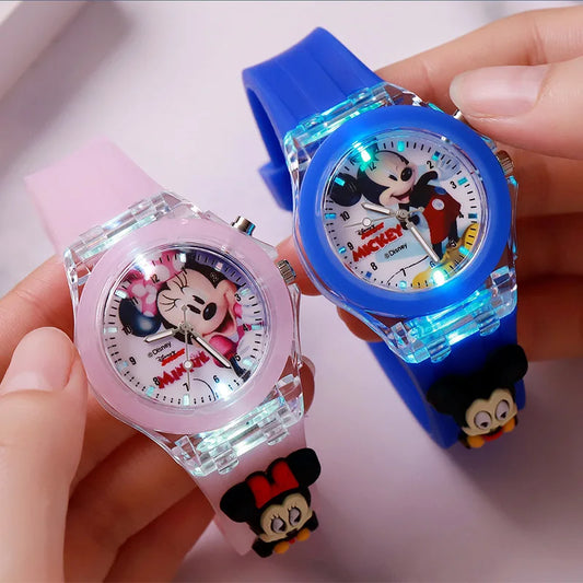 3D Mickey Horloge Voor Kinderen Met Kleurrijke Lichtbron