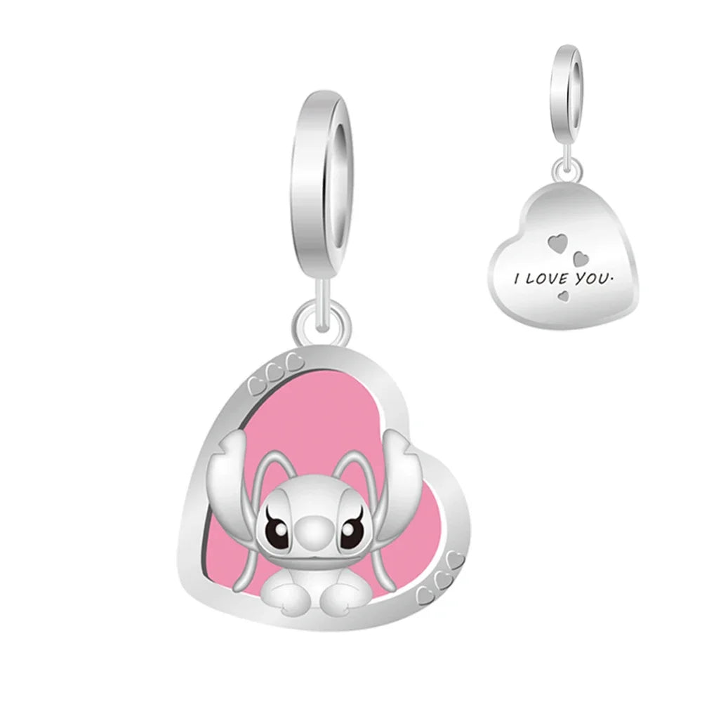 MINISO Cute Cartoon Stitch & Angel Couple Charm – Originele Bedeltjes Voor Armbanden En Kettingen