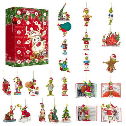 Grinch Adventskalender 2025 – Acryl Kinderhanger voor jongens en meisjes
