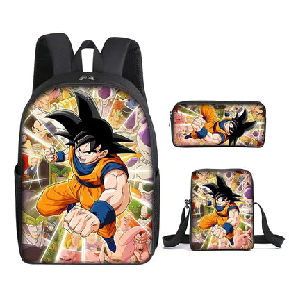 DragonGear 3 Stuks/set Dragon Ball 3D Print Cartoon Schooltassen – Perfecte Rugzak Voor Kids