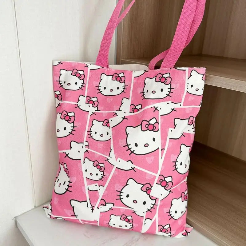 Sanrio Hello Kitty Canvas Tas – Grote Capaciteit met Rits