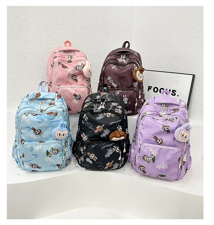 Labubu Cartoon Kinder Rugzak – Nylon Materiaal Boogriem