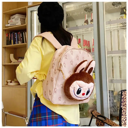 Labubu Schattige Cartoon Plush Rugzak – Perfect voor Kinderen Met Zipper Sluiting