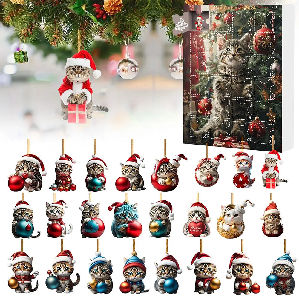 2D Teckel Adventskalender hangers Kerst - 24 Dagen