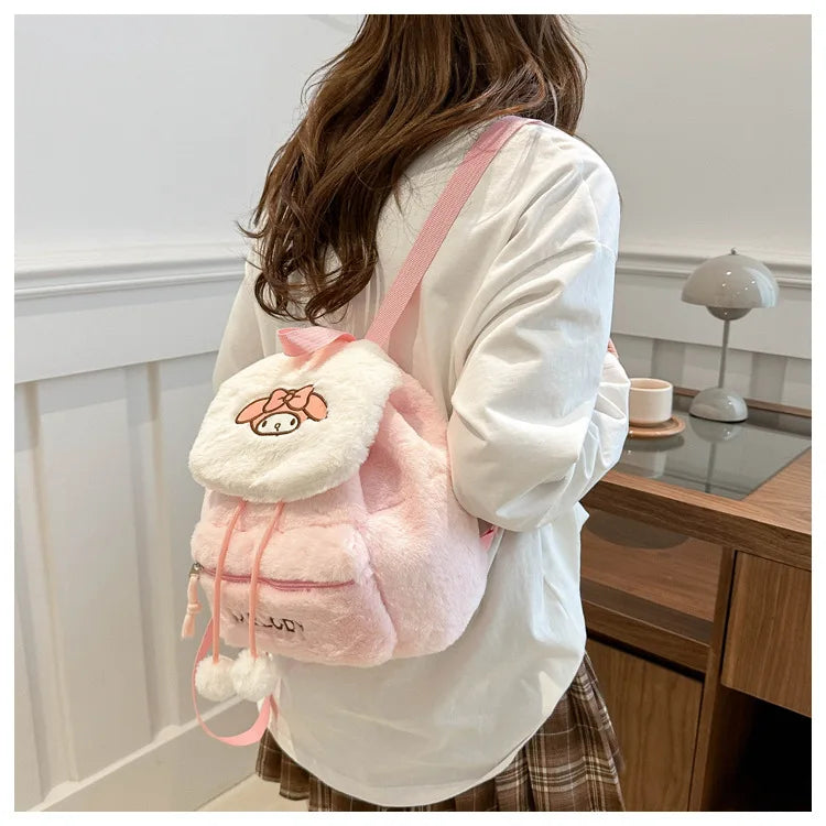 Kawaii My Melody Kuromi Hello Kitty Rugzak – Grote Inhoud en Pluche