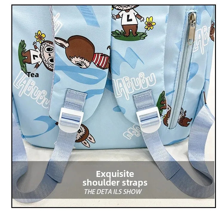 Labubu Cartoon Kinder Rugzak – Nylon Materiaal Boogriem