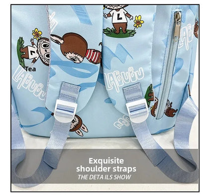 Labubu Cartoon Kinder Rugzak – Nylon Materiaal Boogriem