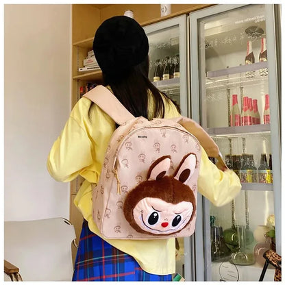 Labubu Schattige Cartoon Plush Rugzak – Perfect voor Kinderen Met Zipper Sluiting