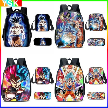 DragonGear 3 Stuks/set Dragon Ball 3D Print Cartoon Schooltassen – Perfecte Rugzak Voor Kids